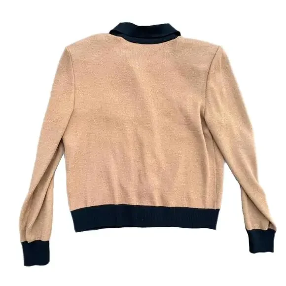 ST JOHN COLLECTION Tan & Black Cardigan Sweater - sz 8 - Picture 4 of 8